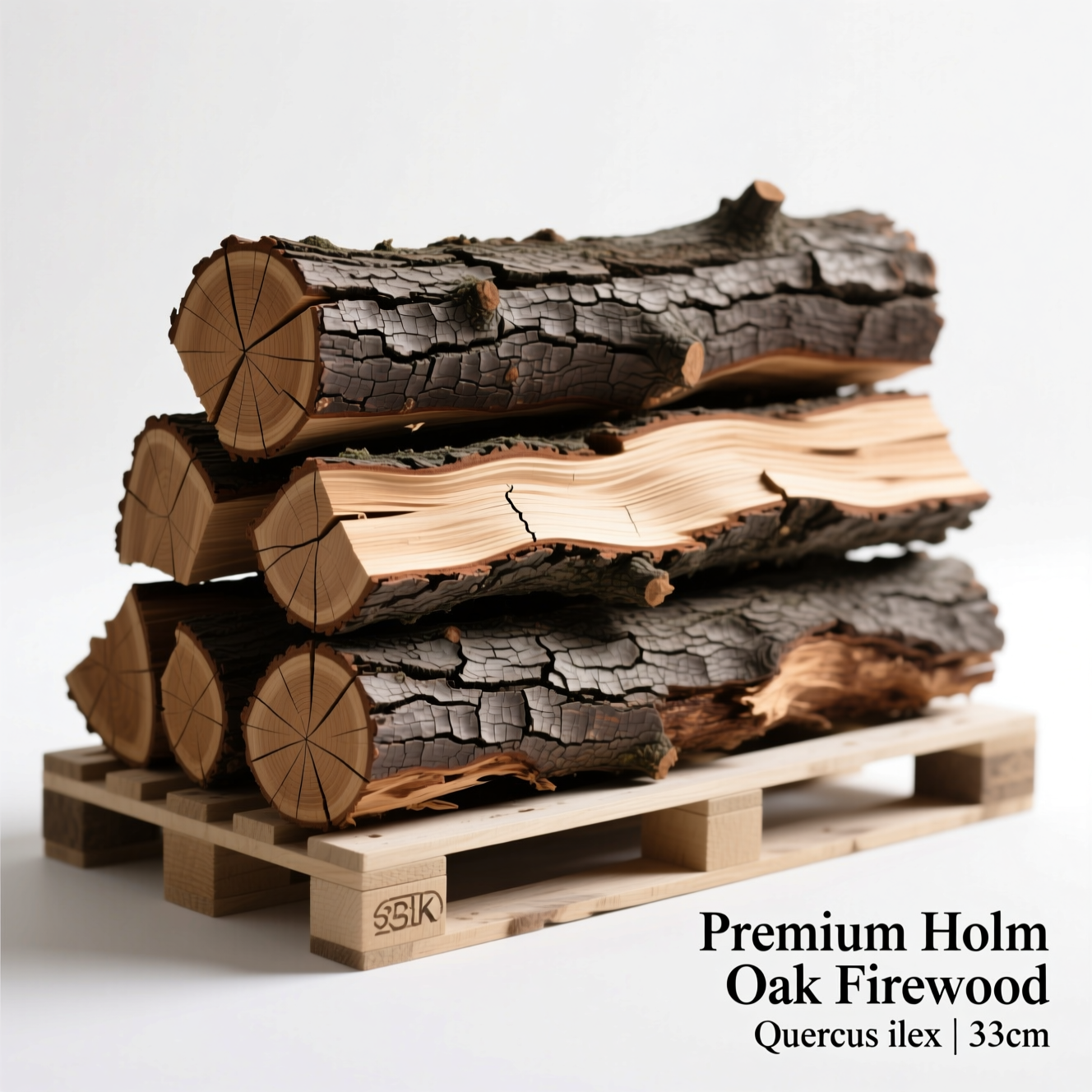 Leña de Encina Seca 33cm - 2 Metros Cúbicos